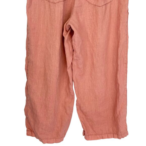 Cynthia Rowley Pure Linen Cropped Wide Leg Pants Coral Pink Size M - Picture 7 of 8